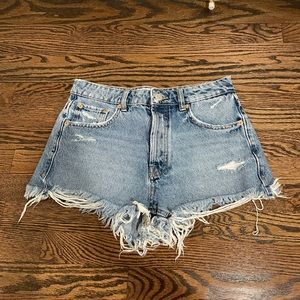 Zara high rise dark Jean shorts